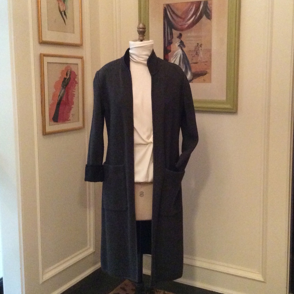 Full length reversible knit cardigan